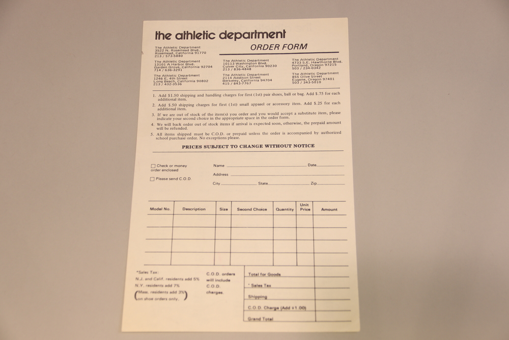 Blue Ribbon Sports 3 - The Athletic Department Order Form 2 Copies | Blue Ribbon Sports