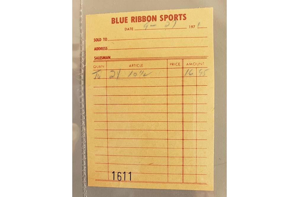 Blue Ribbon Sports 1 - Receipt 9/27/71 #1611 | Blue Ribbon Sports