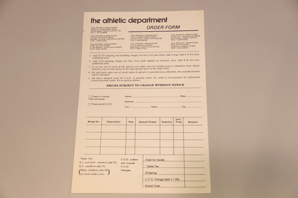 Blue Ribbon Sports 3 - The Athletic Department Order Form 2 Copies | Blue Ribbon Sports