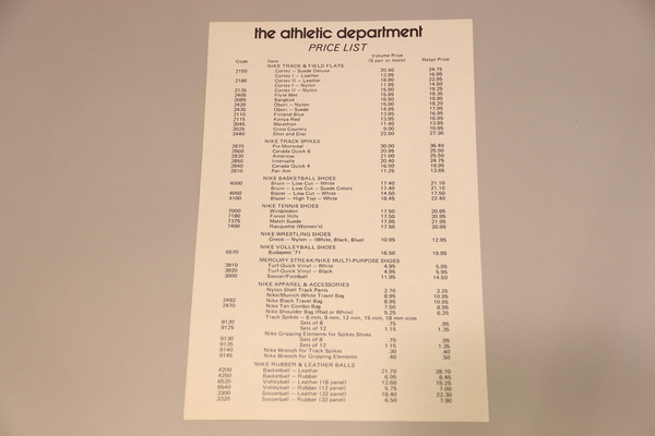 Blue Ribbon Sports 3 (2) - The Athletic Department Price List Back Side | Blue Ribbon Sports