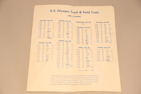 Oregon T+F 4 (2) - Brochure '76 Olympic Trials | Oregon Track & Field, 1971-76