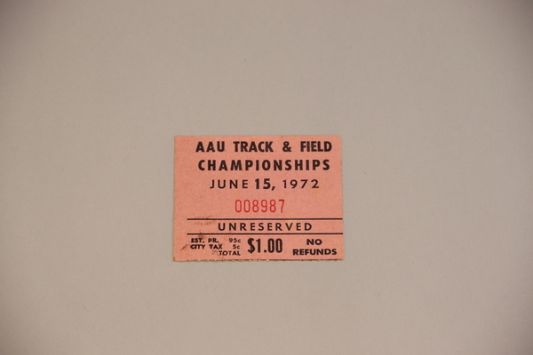 Oregon T+F 6 - Ticket Stub AAU Championships June 15, 1972 | Oregon Track & Field, 1971-76