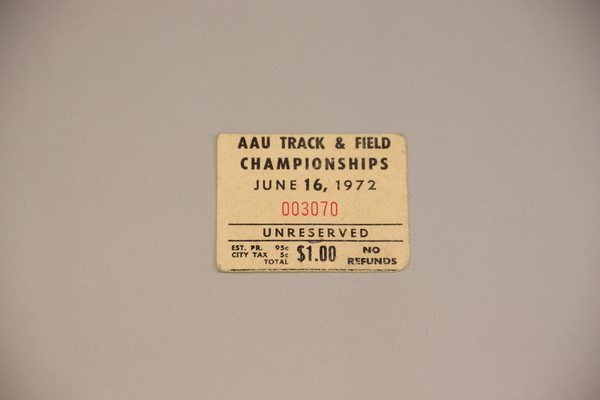 Oregon T+F 7 - Ticket Stub AAU Championships June 16, 1972 | Oregon Track & Field, 1971-76