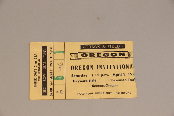 Programs 11 (2) - ticket stub - Oregon Invitational - 4/1/72 | Programs