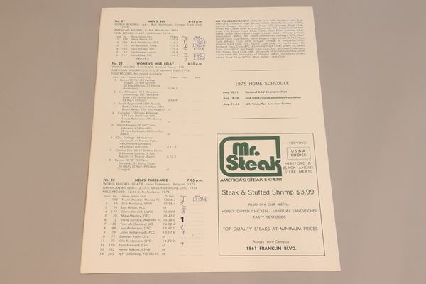 Programs 35 + Pre 40 (3) - 1st Pre Classic - back cover | Steve Prefontaine