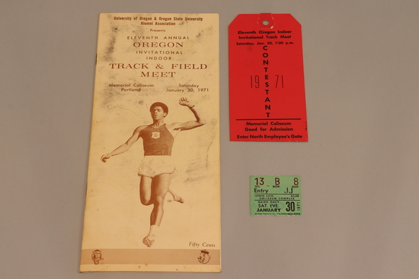 Programs 6 (2) Oregon Indoor 1/30/71 - program with ticket and contestant pass | Programs