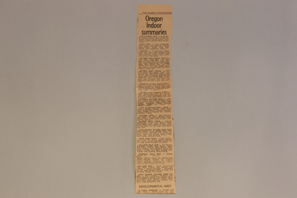 Programs 10 (2) - Oregon Indoor - results clipping from Oregonian 1/30/1972 | Programs