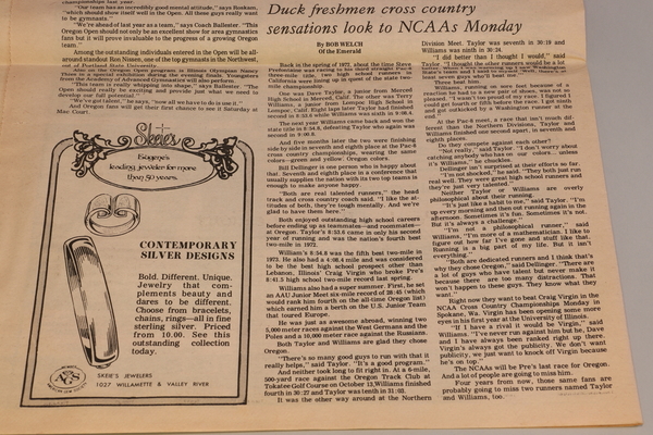 Publications 33 + Pre 31 - Oregon Daily Emerald 11/16/1973 - NCAA cross country preview by Bob Welch | Publications