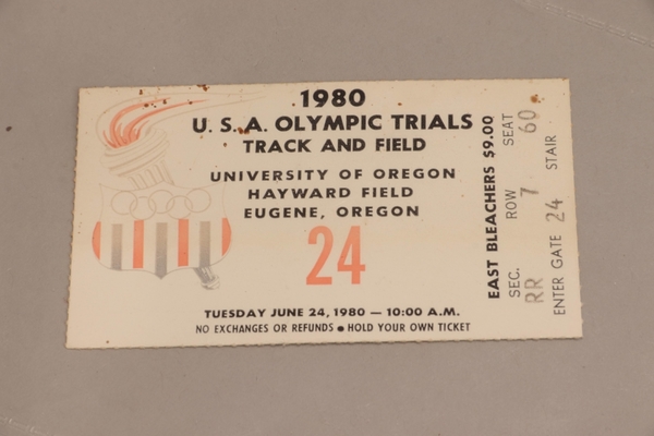 Oregon T+F 23 - Ticket US Olympic Trials 6/24/80 | Oregon Track & Field, 1971-76
