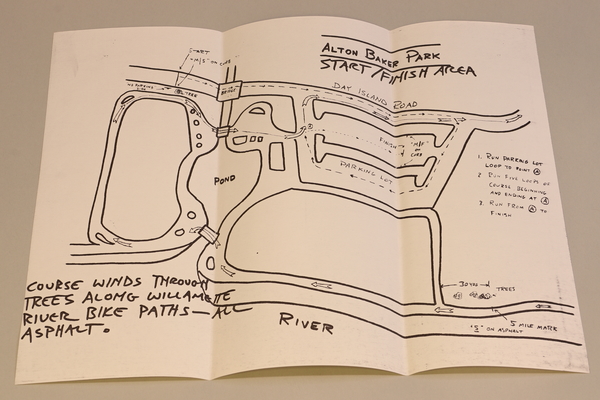 Oregon T+F 16 - Nike OTC Marathon Course Map 14 October 1973 | Oregon Track & Field, 1971-76