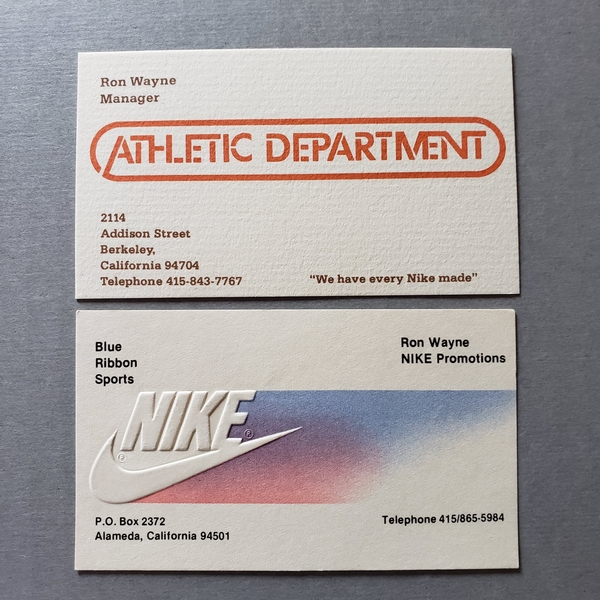 Blue Ribbon Sports 18 - Ron Wayne Business Cards from Blue Ribbon Sports and Nike | Blue Ribbon Sports