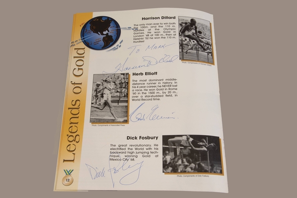 Autographs 10+11+12 - Legends of Gold - Harrison Dillard, Herb Elliott, Dick Fosbury | Autographs & Signatures