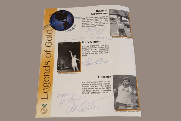 Autographs 17+18+19 - Legends of Gold - Nawal El Moutawakel, Parry O'Brien, Al Oerter | Autographs & Signatures