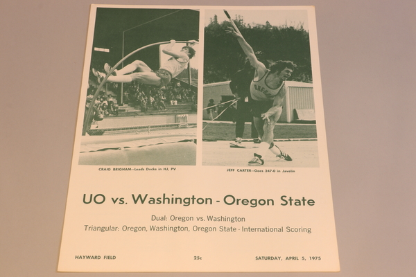 Programs 30 - UO vs Washington Dual; UO-Washington-Oregon State Triangular 4/5/75 | Programs