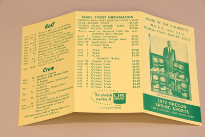 Image Oregon T+F 14 (2) - Pocket Brochure '72 Oregon Spring Sports, full trifold view 5 copies