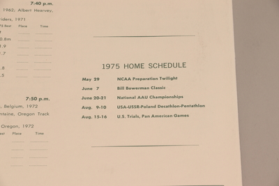 Image Programs 34 + Pre 33 (3) - 1975 home schedule in the NCAA Preparation Meet Program