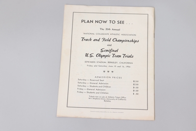 Image Programs 3 (2) - 26th Annual Pacific Coast Conference Track and Field Championships 5/18+19/1956 back cover