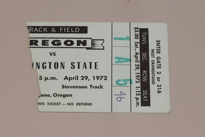 Image Programs 13 (3) OR vs WA ST Ticket Stub 4/29/72