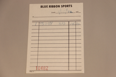 Image Blue Ribbon Sports  2 - Receipt 1/15/72  #10482